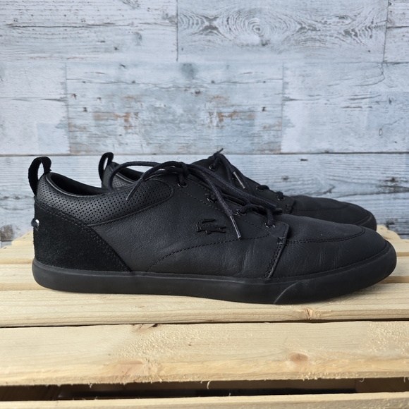 Lacoste Other - Lacoste Bayliss Black Leather Sneakers Lace Up Mens Size 11